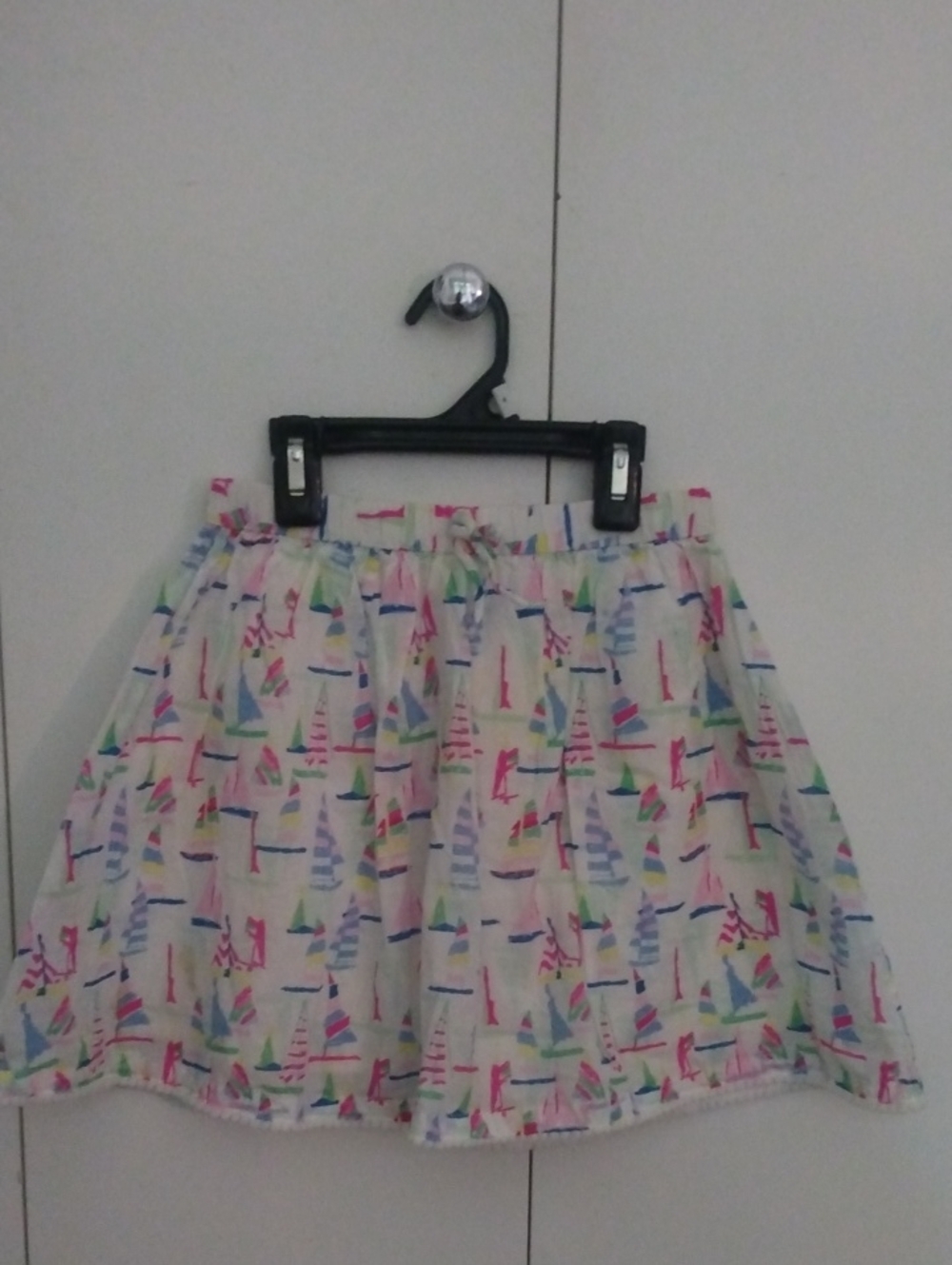 Girls' White Skirt with Colorful Sailboat Print